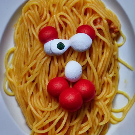 Prompt: spaghetti in the shape of a clown