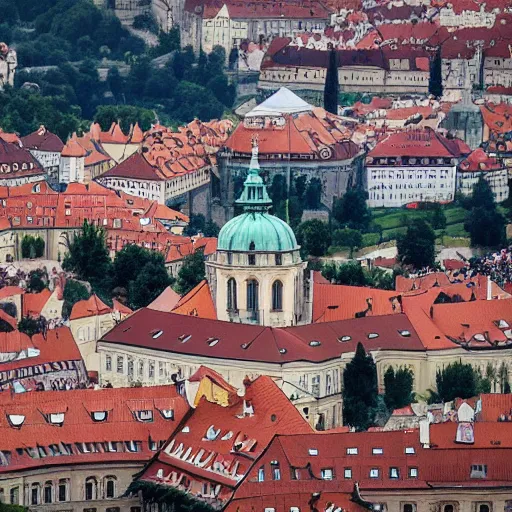 Image similar to Death Star from Star Wars orbiting above Prague Castle