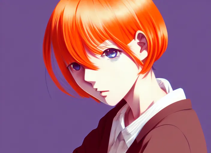 Prompt: anime girl with orange short hair in the Soviet pioneer form, omoide emanon, tsuruta kenji, murata range,kawaii, kyoto animation, manga,katsura masakazu, intricate, detailed, studio lighting, gradation,editorial illustration, matte print, Ilya Kuvshinov, concept art, digital