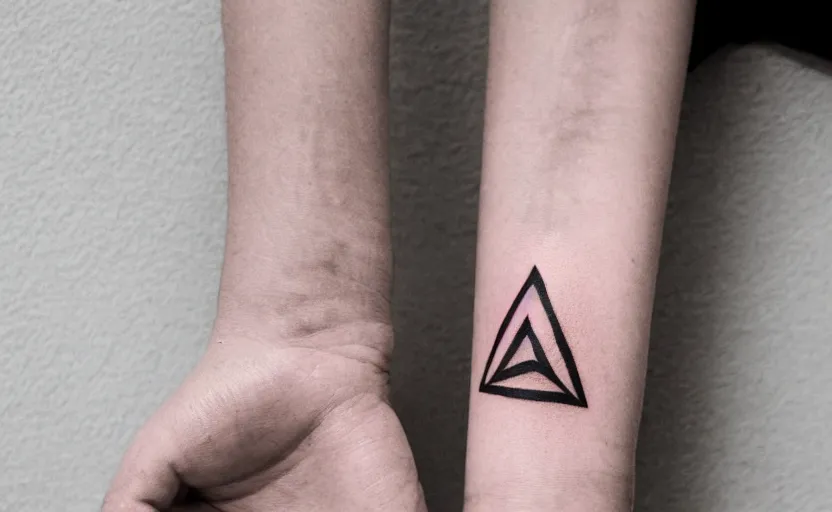 Prompt: handpoke tattoo of a triangle