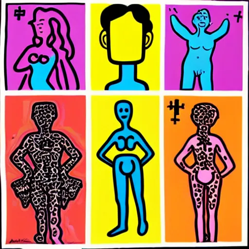 Image similar to Kaitlyn Michelle Siragusa, better known as Amouranth, full body portrait, by Peter Max, by keith haring, by andy warhol, by james gill