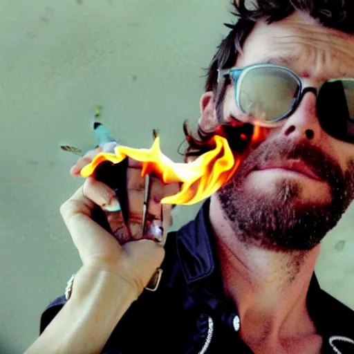 Prompt: a photo of jovanotti ( burn a forest with flamethrower )