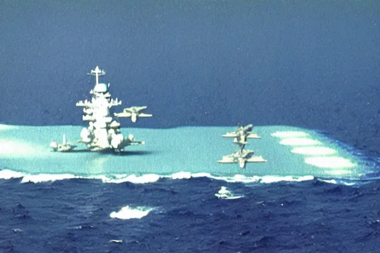 Image similar to tictac shaped ufo flying out of the ocean, uss nimitz tictac ufo incident by studio ghibli, middle of the ocean, tic tac ufo, warship