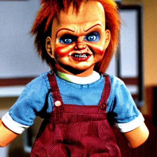 Prompt: Chucky the killer doll from the movie Child's Play in an episode of I love lucy