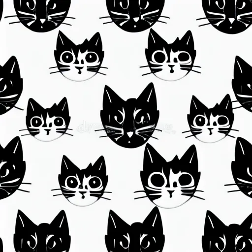 Image similar to seamless pattern showing black cats. black and white, drawing, white background, seamless, ornament.