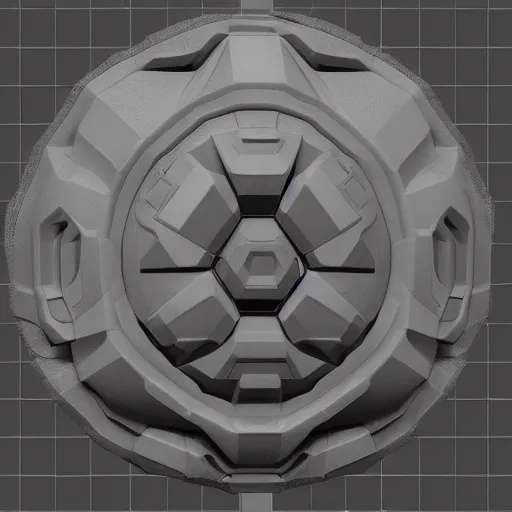 Image similar to hard surface, kitbashing component, based on realistic low poly convex shape, symmetric, unreal engine