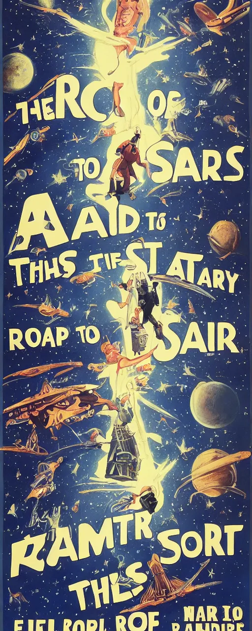 Prompt: poster, the road to the stars