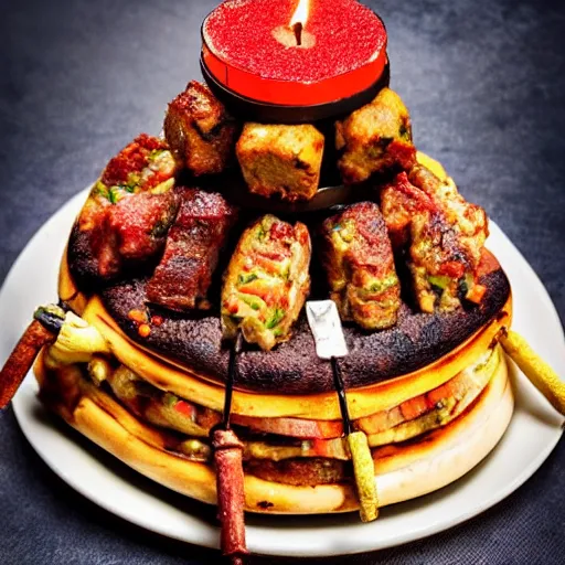 Image similar to kebab cake with candles, hd, food photography from instagram