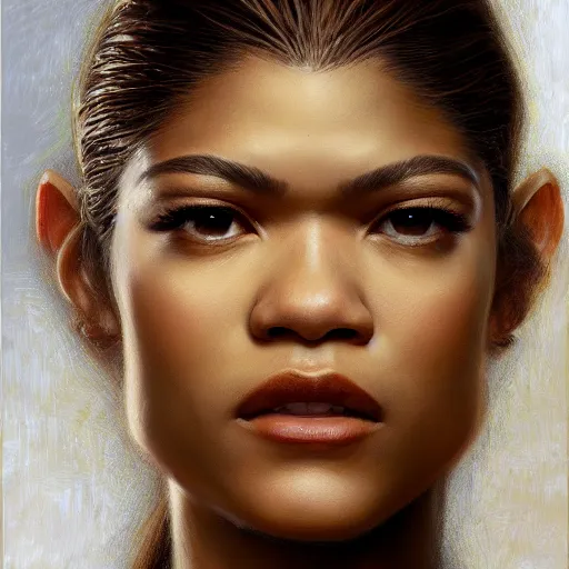 Prompt: zendaya as a realistic fantasy character, closeup portrait art by donato giancola and greg rutkowski, realistic face, digital art, trending on artstation, symmetry!!