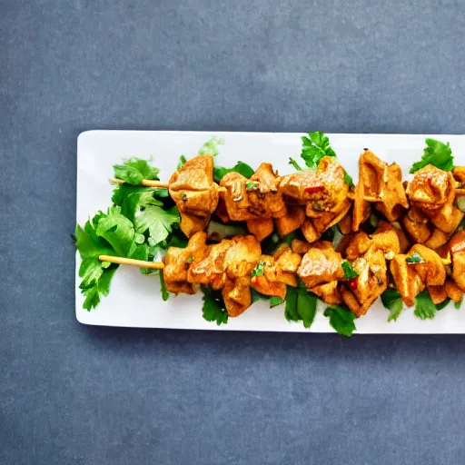 Image similar to a professional photo of chicken satay