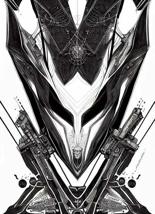 Prompt: symmetry concpet art, full shot, traditional ink, sketch, of deathshot, line sketch, intricate, elegant, highly detailed, monochrome, digital painting, artstation, concept art, sharp focus, illustration, art by borderlands 3 and peter polach