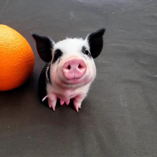 Prompt: cute mini pig wearing orange inmate clothes