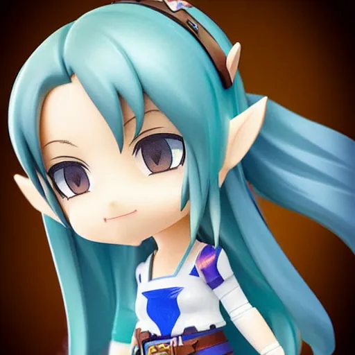 Image similar to beautiful water color concept art of face detailing cute girl in the style of nendoroid and Toon Zelda , anime style, close-up