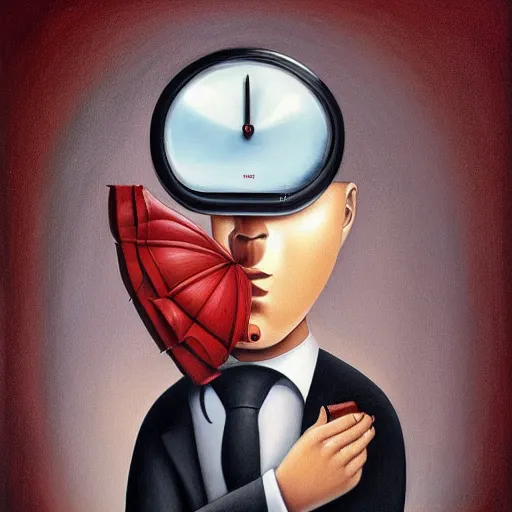 Prompt: antagonism, an ultrafine detailed painting by rafal olbinski, behance contest winner, pop surrealism, detailed painting, very detailed, minimalist, skeuomorphic, airbrush art