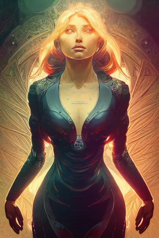 Image similar to beautiful female android!, half portrait, background explosion, intricate detailed environment, cell shaded, floro details, intricate, elegant, highly detailed, digital painting, artstation, concept art, smooth, sharp focus, illustration, art by artgerm and greg rutkowski and alphonse mucha, laurie greasley