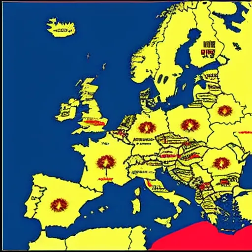 Image similar to map of europe showing the exports of each country as a realistic picture