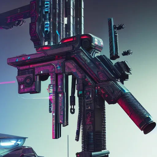 Image similar to a complex kitbashed weapon from cyberpunk 2 0 7 7, maximalist, h r giger, 4 k