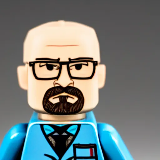 Image similar to Walter White Lego figurine, closeup studio lighting photograph 4K