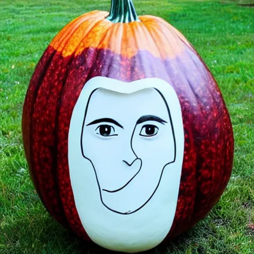 Image similar to gourd shaped like the face of amber heard hybrid intercross mix as a gourd