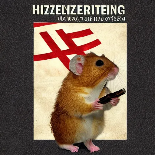 Image similar to cute Hampster on a nazi propaganda poster