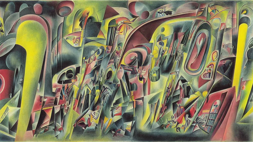 Image similar to a vision of interdimensional transport, by roberto matta