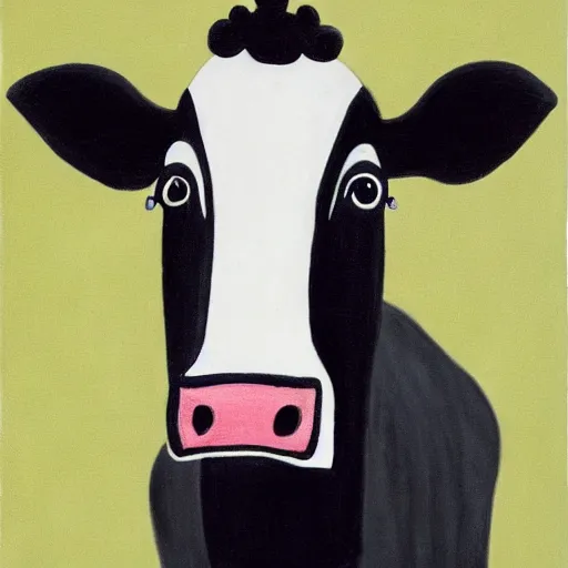 Prompt: a cow, portrait by vogue