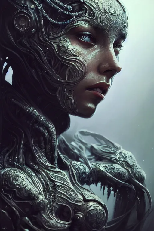 Image similar to the perfect future augmented human posing, accurate details, detailed face, fantasy, dramatic, intricate, elegant, highly detailed, digital painting, artstation, concept art, smooth, sharp focus, illustration, art by gustave dore, octane render