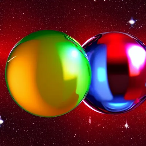 Prompt: chrome spheres on a red cube, thermal imaging