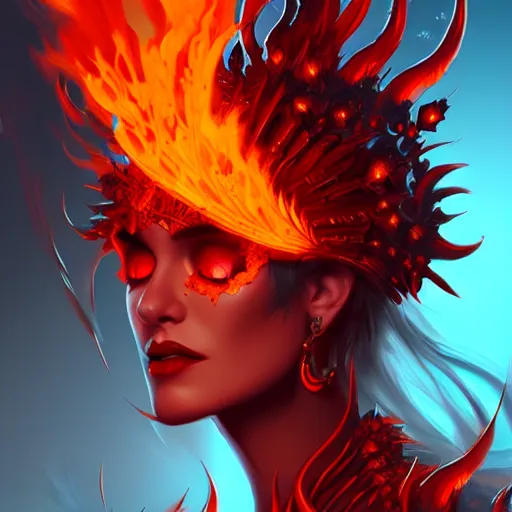 Image similar to Queen of fire and death, highly detailed, digital painting, artstation, concept art, smooth, sharp focus, illustration