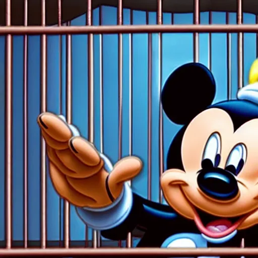 Prompt: Mickey in jail, by Disney