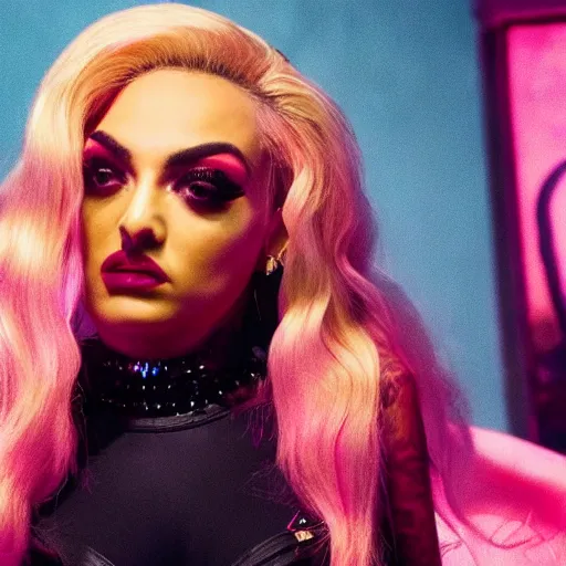 Prompt: pabllo vittar in a thriller movie scene