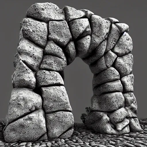 Image similar to stone portal, 3 d art, blender, realistic, by digital artist,