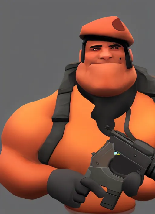 Prompt: heavy weapons guy, team fortress 2, source engine, detailed render