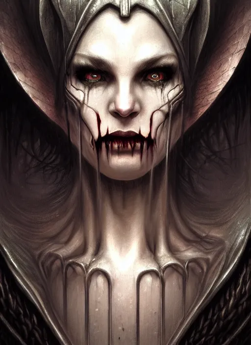 Prompt: closeup portrait shot of a vampire in a dungeon in a scenic dystopian environment, intricate, elegant, highly detailed, centered, digital painting, artstation, concept art, smooth, sharp focus, illustration, artgerm, tomasz alen kopera, peter mohrbacher, donato giancola, joseph christian leyendecker, wlop, boris vallejo