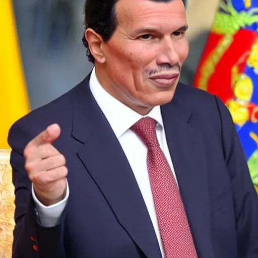 Prompt: spanish president pedro sanchez wearing hugo chavez clothes