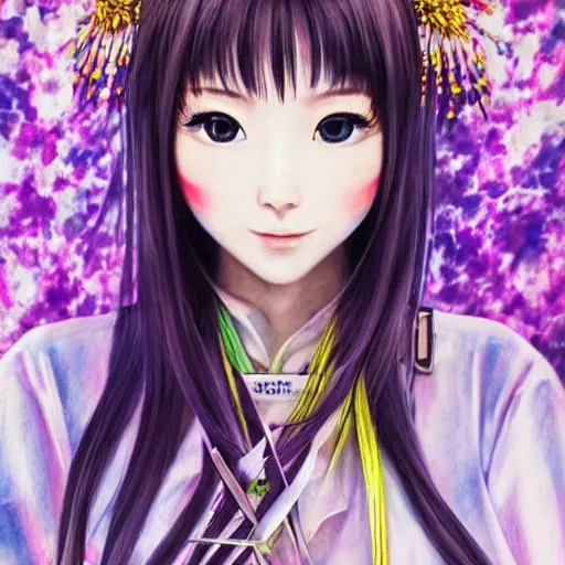 Prompt: Asuka Saito from Nogizaka as the Goddess of Exacto blades looking at you intensely with seductively serious eyes while wearing a head covering. ultra detailed painting at 16K resolution and epic visuals. epically surreally beautiful image. amazing effect, image looks crazily crisp as far as it's visual fidelity goes, absolutely outstanding. vivid clarity. ultra. iridescent. mind-breaking. mega-beautiful pencil shadowing. beautiful face. Ultra High Definition.