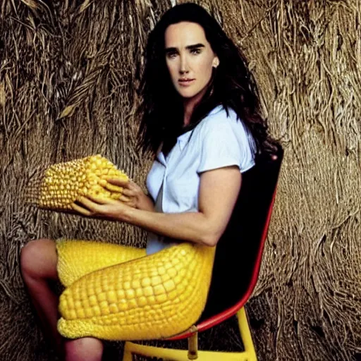 Image similar to jennifer connelly as a corn chair