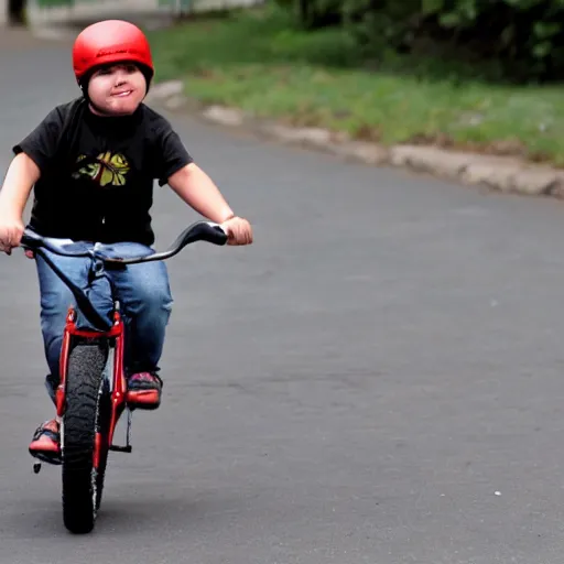 Prompt: american bully riding a bike