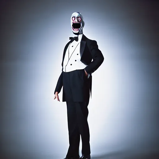 Prompt: highly detailed full body portrait of a space demon in a tuxedo, by gottfried helnwein, by richard estes, studio lighting, sigma 8 5 mm f / 1. 4