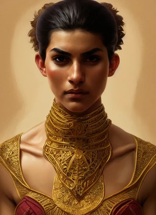 Image similar to a khuresh wrestler!!!, portrait, intricate, elegant, highly detailed, digital painting, artstation, concept art, wallpaper, smooth, sharp focus, illustration, art by artgerm and greg rutkowski and alphonse mucha