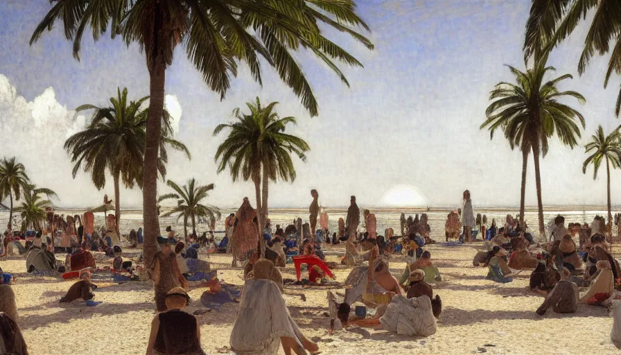 Prompt: a ultradetailed beautiful photo of hundreds of people in the amazonas palace designed by jules bastien - lepage, hans belmer, frank weston and gustave baumann, beach, trending on artstation, mediterranean, palm trees, light sparkles, sharp focus, soft light, 8 k 4 k