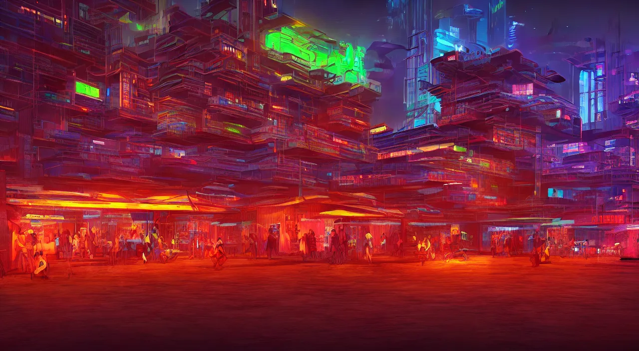 Image similar to Cyberpunk Shipping Port, futuristic Phnom-Penh Cambodia, neon lighting