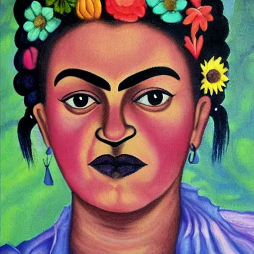 Prompt: friday kahlo painting never seen before vivid