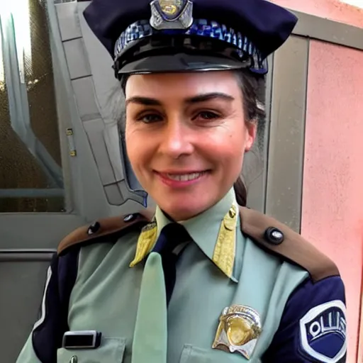 Prompt: a real policewoman, whose photo was used as reference in designing judy hopps