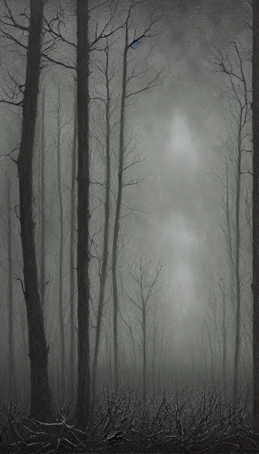Image similar to a storm vortex made of many demonic eyes and teeth over a forest, by lee madgwick