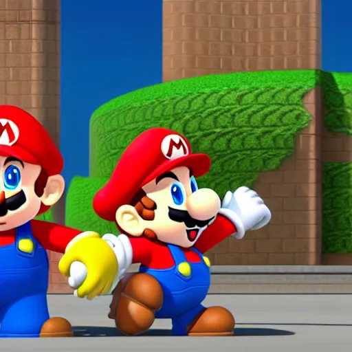 Image similar to super mario meets bowser in the new anime, screenshot