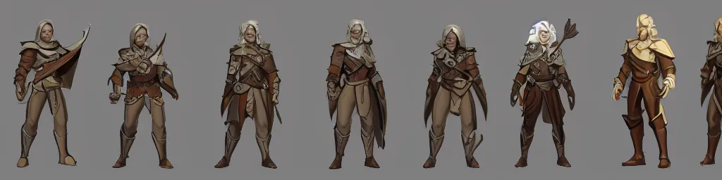 Image similar to dnd paladin character turnaround sheet, rpg, tabletop role playing game, d&d, trending on artstation