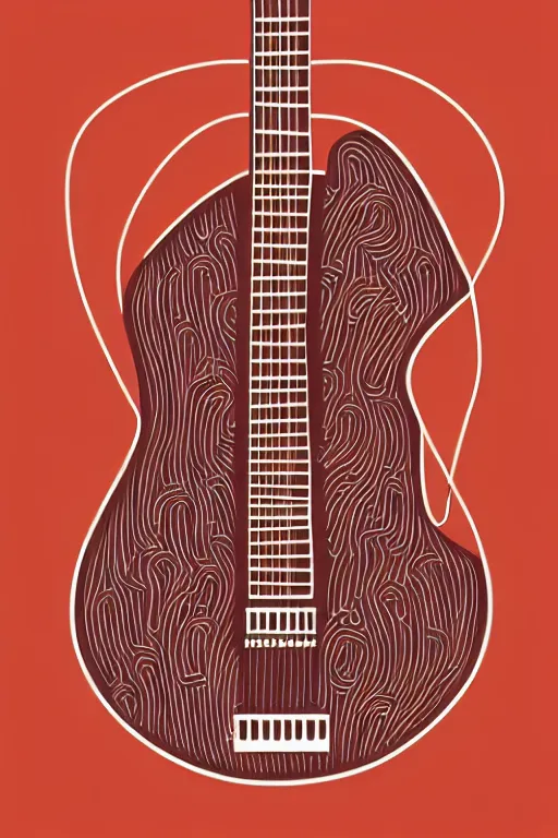 Image similar to minimalist boho style art of a guitar, illustration, vector art