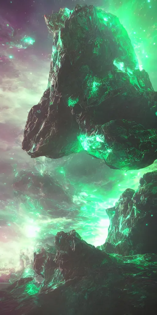 Prompt: beyond infinity, unreal engine 5, trending on art, fantasy, space, deep colours, green ,