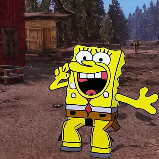 Prompt: SpongeBob in Red dead redemption